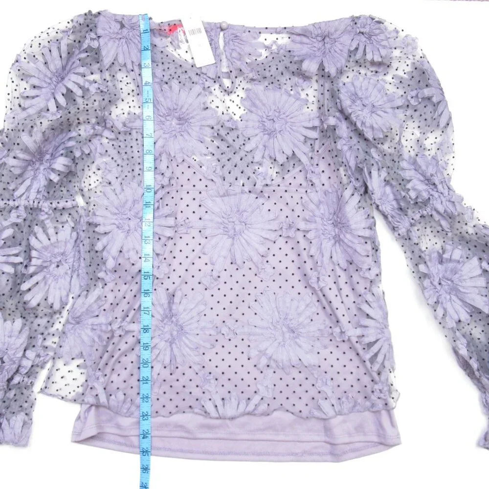 Anthropologie Eva Franco Lace Floral Blouse Purple XL